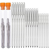 9 db varrási kiegészítők nagy szemek, tompa varrótűk keresztszemes kötőtű, kézzel készített bőr hímző cérna tű