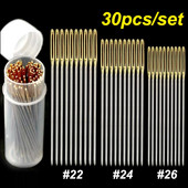 30 DB/DOBOZ Arany farokvarrótű 22/24/26 sz. hímző szövet keresztszemes karcoló tűk Rozsdamentes acél barkács kézműves eszközök
