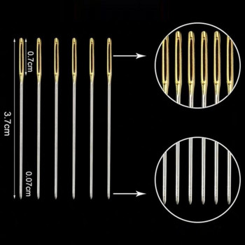 30PCS/BOX Gold Tail Sewing Needle NO.22/24/26 Embroidery Fabric Cross Stitch Darning Needles Ανοξείδωτο ατσάλι DIY Craft Tools