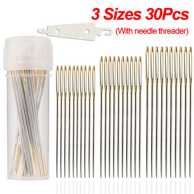 30 DB/DOBOZ Arany farokvarrótű 22/24/26 sz. hímző szövet keresztszemes karcoló tűk Rozsdamentes acél barkács kézműves eszközök