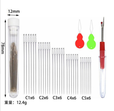 Barkácsolás kézműves eszközök Nagy szemű tűk rozsdamentes acél hímzés keresztszemes kötés fonal varró kézi horgolótű készlet