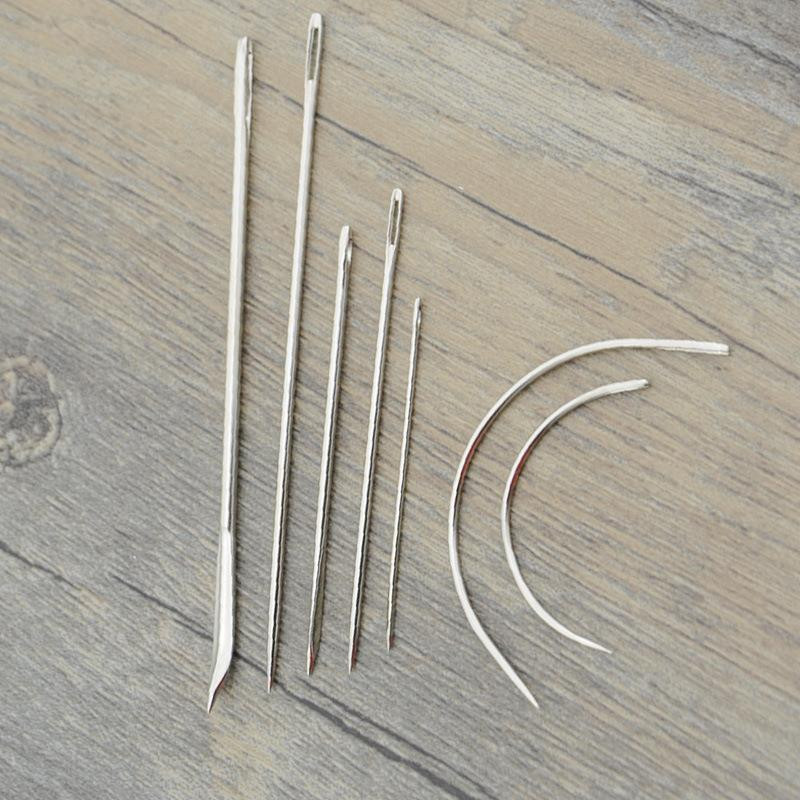 7db/készlet Leathercraft barkács bőr kézi javítás ívelt varrótűk bőr szőrme rozsdamentes acél tűöltés kézimunka készlet