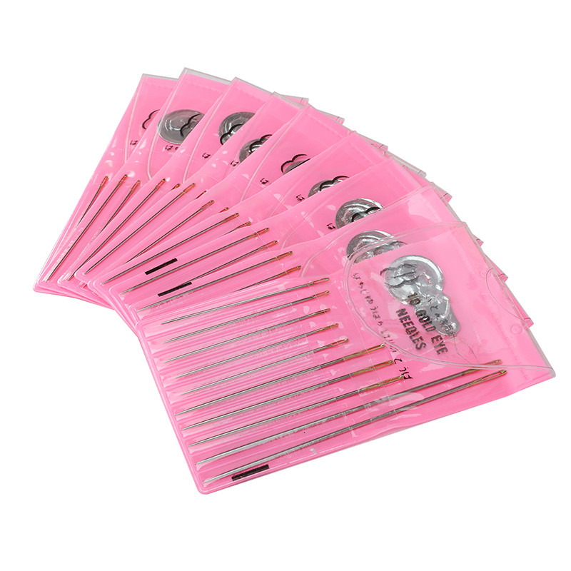 10 vnt / rinkinys Siuvinėjimo įrankis Kryžminio dygsnio adatos Plieninė siuvimo adata Daugiafunkcinė didelė akis, skirta buitinei paauksuota