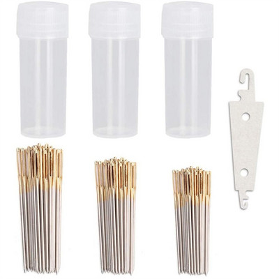 30/12pcs Cross Stitch Needles Craft Embroidery Tool Large Eye Sewing Needles Hand Sewing Needle With Threader DIY Sewing Tools