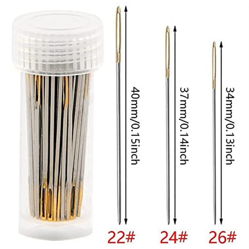 30/12 vnt. siuvinėjimo kryželiu adatos rankdarbių siuvinėjimo įrankis didelės akies siuvimo adatos Rankų siuvimo adata su siūlu „pasidaryk pats“ siuvimo įrankiai