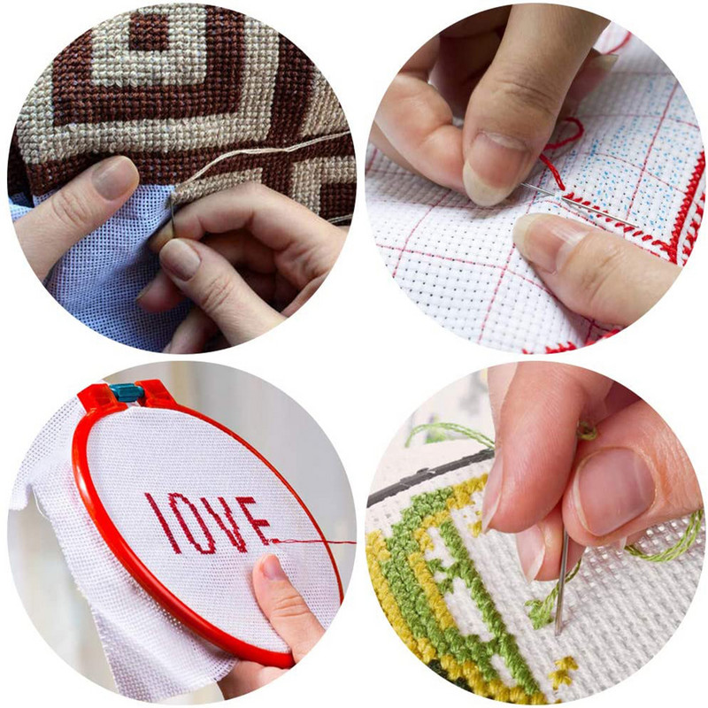 30 db keresztszemes tűk és 24 db önbefűző tűk 2 db rozsdamentes acél tűbefűzővel barkácsolási hímzési kézimunkáshoz