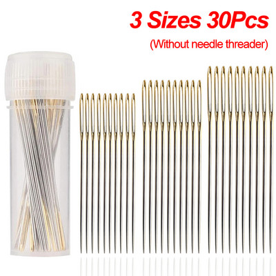 30 vnt. didelių akių kryžminio dygsnio adatos su sriegiu, nerūdijančio plieno „pasidaryk pats“ siuvinėjimo rankdarbiai Bukų adatų rankinio siuvimo įrankiai