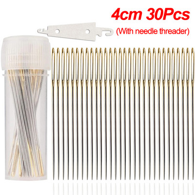 30 vnt. didelių akių kryžminio dygsnio adatos su sriegiu, nerūdijančio plieno „pasidaryk pats“ siuvinėjimo rankdarbiai Bukų adatų rankinio siuvimo įrankiai