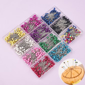 100 gab./kaste Krāsainas apaļas pērļu galviņas adatas Tailor Dūriens Taisni Spied Šūšanas Tapas ģērbšanai Pašu šūšanas rīku pozicionēšana