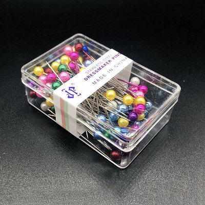 100 gab./kaste Krāsainas apaļas pērļu galviņas adatas Tailor Dūriens Taisni Spied Šūšanas Tapas ģērbšanai Pašu šūšanas rīku pozicionēšana