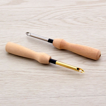 3,5 мм/5 мм писалка за плетене, бродерия, кръстат бод, тъкане, плъстене, занаятчийски перфоратор, вдяване на игла, дървена дръжка Направи си сам шевни инструменти Dropsh