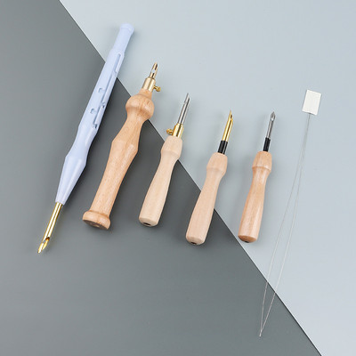 Комплект игли за перфоратори Писалки за бродиране с игли за пробиване Регулируеми инструменти за бодене на кръстат бод Сменяема глава Аксесоари за шиене на DIY