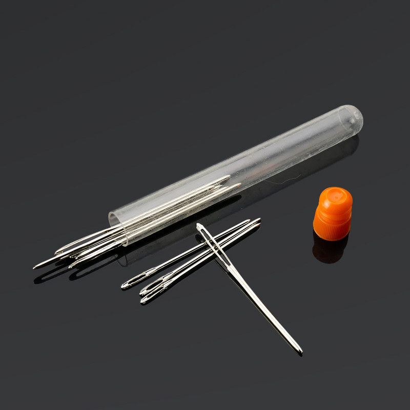 3 izmēra nerūsējošā tērauda liela acu adata dīvāna rīks krusteniski adatu izšuvumi ģimenes šūšanas apģērbi lelle rokdarbu tamborējums ar kastīti