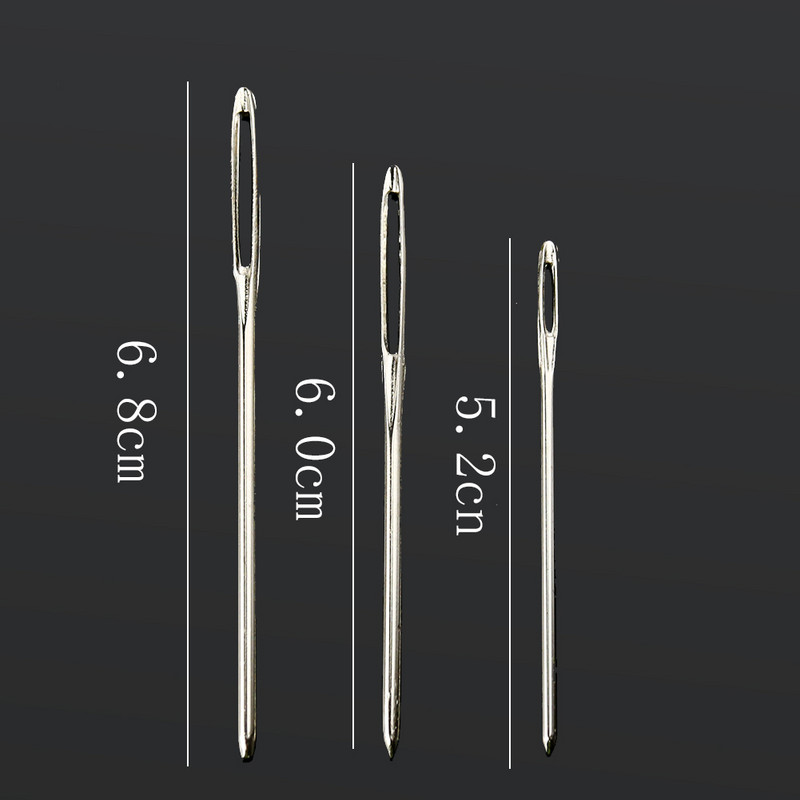 3 izmēra nerūsējošā tērauda liela acu adata dīvāna rīks krusteniski adatu izšuvumi ģimenes šūšanas apģērbi lelle rokdarbu tamborējums ar kastīti