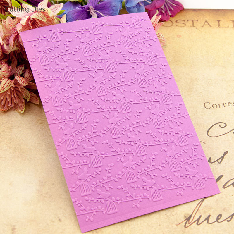 Jaunas Flower Bird apdrukātas plastmasas reljefa mapes, kas paredzētas paštaisīto karšu izgatavošanai, albuma fotoalbuma veidne ar rokām darināti amatniecība