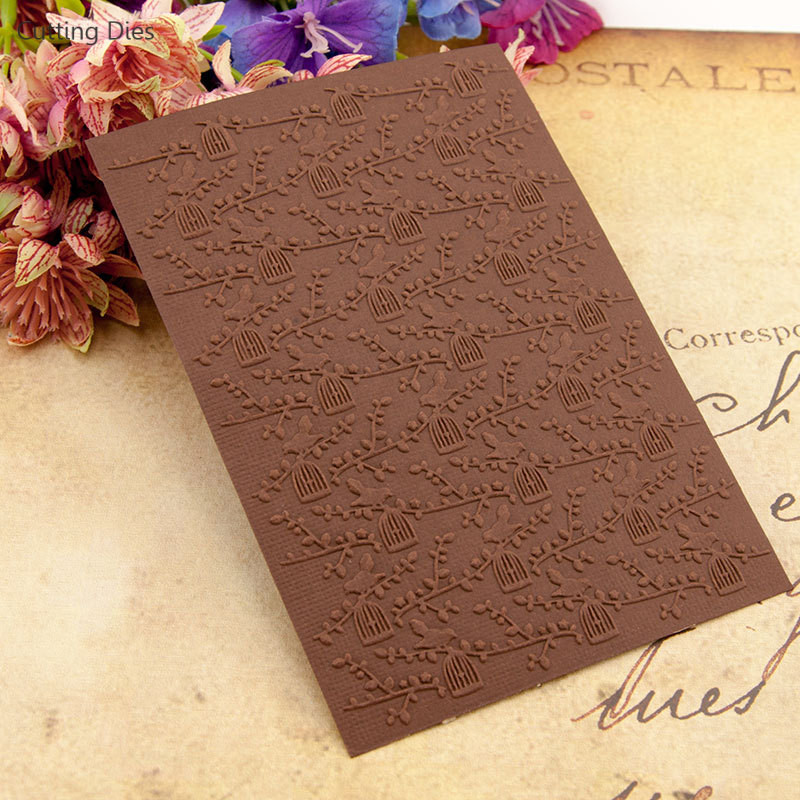 Jaunas Flower Bird apdrukātas plastmasas reljefa mapes, kas paredzētas paštaisīto karšu izgatavošanai, albuma fotoalbuma veidne ar rokām darināti amatniecība