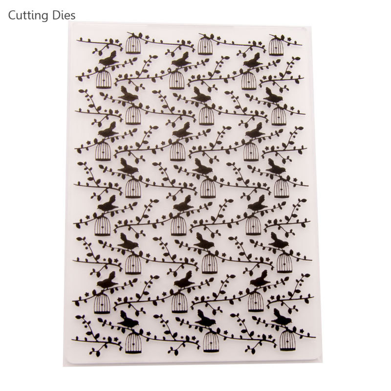 Jaunas Flower Bird apdrukātas plastmasas reljefa mapes, kas paredzētas paštaisīto karšu izgatavošanai, albuma fotoalbuma veidne ar rokām darināti amatniecība