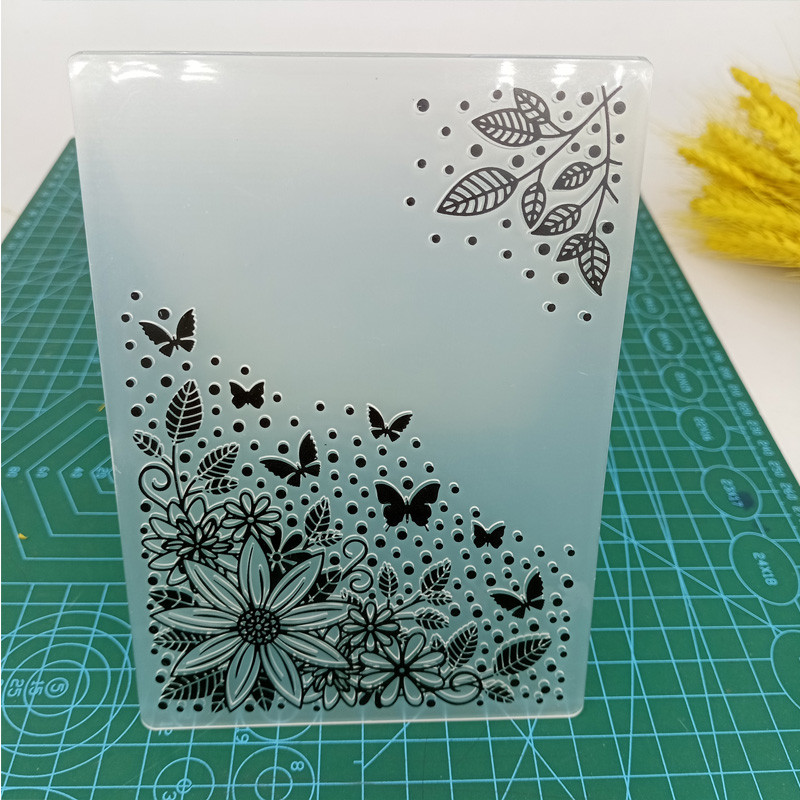 Ziedi Lapas Fona Reljefs Mape Plastmasas Plāksnes Jauns 2023 Papīra Kartes Griešanai Die Decoration Scrapbooking Reljefs