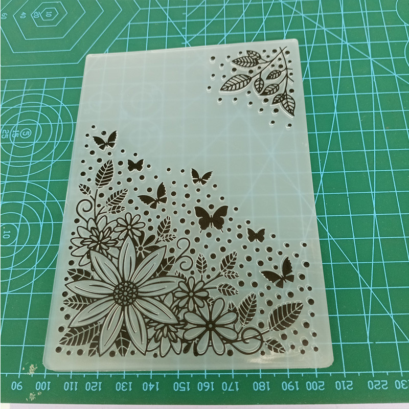 Ziedu tauriņš Fona reljefs Mape Plastmasas Plāksnes Jauns 2023 Papīra kartīšu griešanai Die Decoration Scrapbooking Reljefs