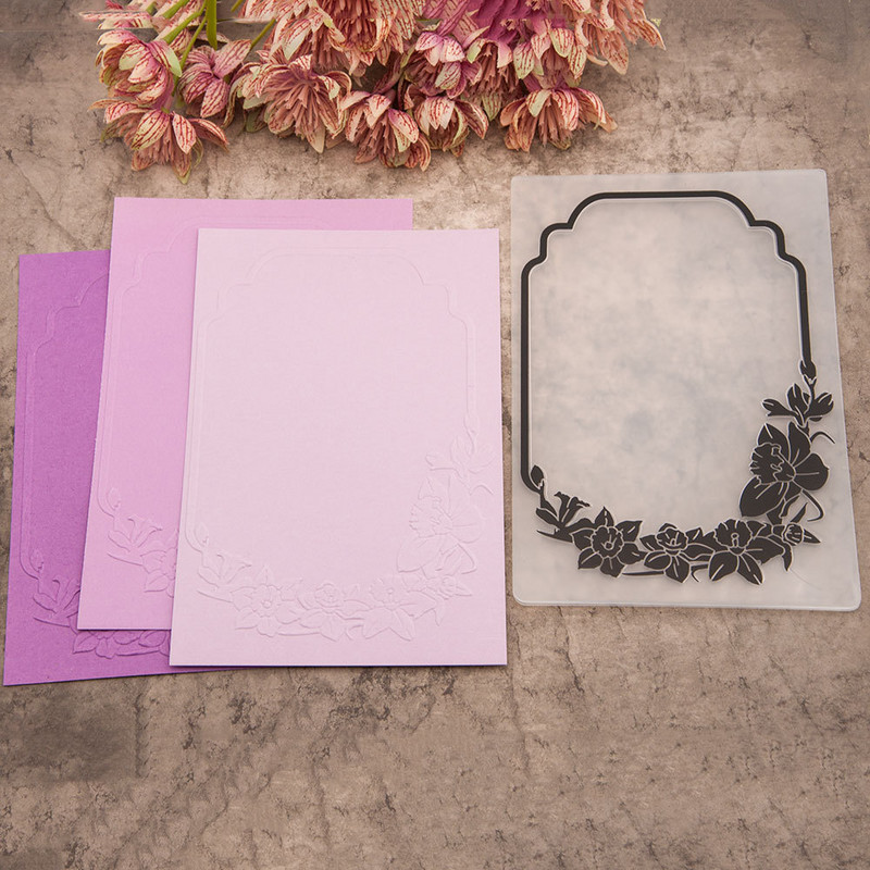Jauns 2023. gada ziedu rāmja reljefs mapes caurspīdīgs 3D plastmasas plākšņu dizains papīra karšu dekorēšanai ar reljefu griešanas veidnēm