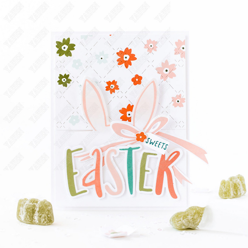 Bunny Ears griešanas matricas un trafaretu albums dienasgrāmatas dekorēšana Trafaretu karšu izgatavošanas veidnes rokasgrāmata DIY 2023 jauns