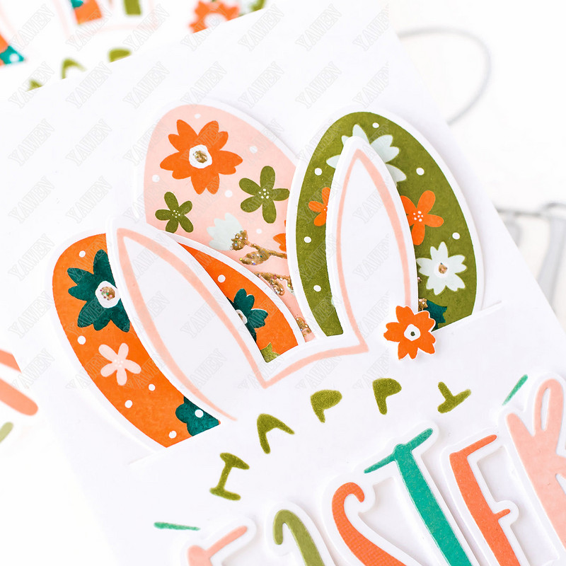 Bunny Ears griešanas matricas un trafaretu albums dienasgrāmatas dekorēšana Trafaretu karšu izgatavošanas veidnes rokasgrāmata DIY 2023 jauns