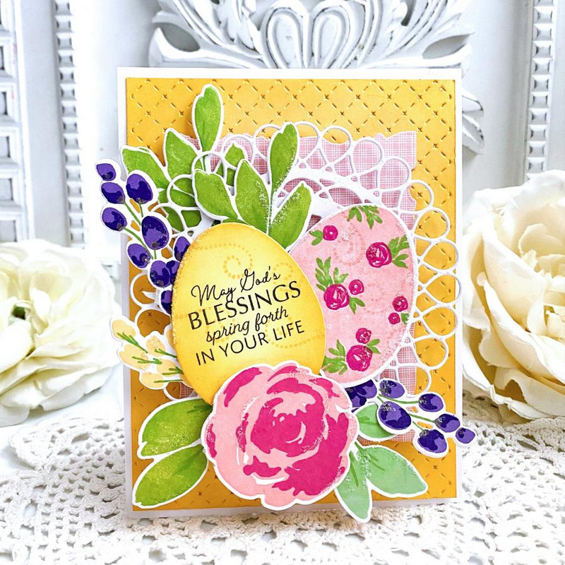 Just Sentiments: Spring Blessings Mini Dies Stamps For Diy Scrapbooking Crafts Maker Πρότυπο άλμπουμ φωτογραφιών Χειροποίητο