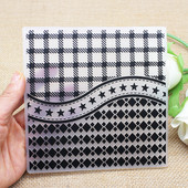 Kvadrātveida Dimanta Zvaigzne Koka graudu izciļņa plastmasas reljefa mape DIY albums Papīra amatniecības veidne Die albuma fona dekorēšana