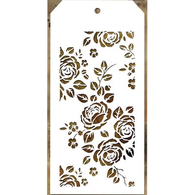 New Rose Flower Pattern Label Tag Plastic Stencil for Craft Making Scrapbooking Background Card No Metal Cutting Dies 2021