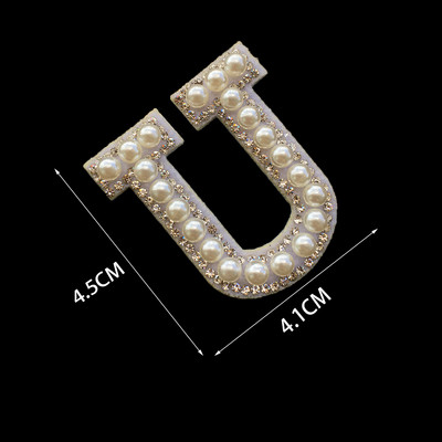 1 tk 3D valge põhjaga pärlkirjaga plaastrid Inglise tähestikuga kivist aplikatsioon rõivastele triibuga märgil DIY nimi