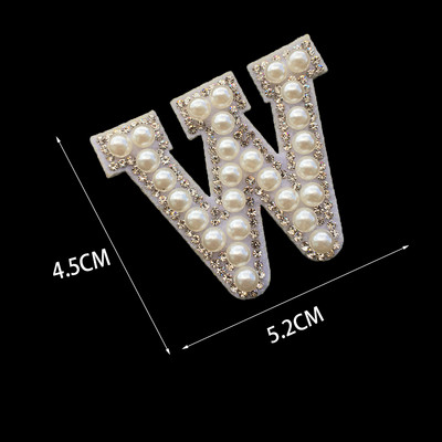 1 tk 3D valge põhjaga pärlkirjaga plaastrid Inglise tähestikuga kivist aplikatsioon rõivastele triibuga märgil DIY nimi