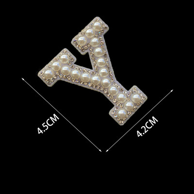 1 tk 3D valge põhjaga pärlkirjaga plaastrid Inglise tähestikuga kivist aplikatsioon rõivastele triibuga märgil DIY nimi