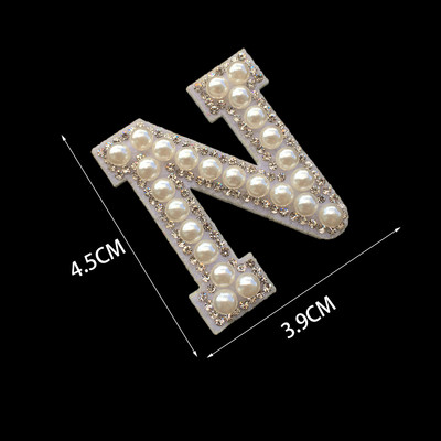 1 tk 3D valge põhjaga pärlkirjaga plaastrid Inglise tähestikuga kivist aplikatsioon rõivastele triibuga märgil DIY nimi