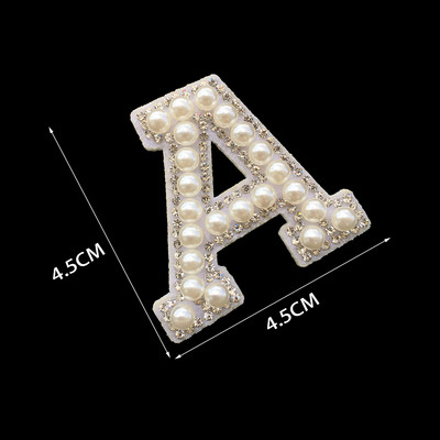 1 tk 3D valge põhjaga pärlkirjaga plaastrid Inglise tähestikuga kivist aplikatsioon rõivastele triibuga märgil DIY nimi