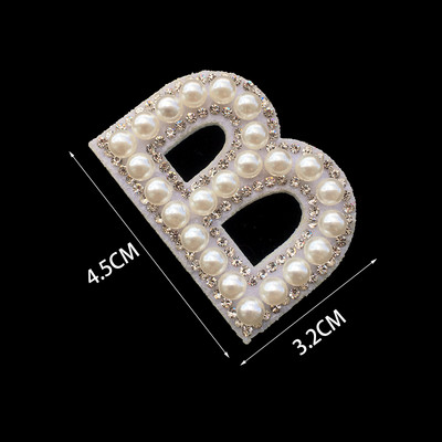 1 tk 3D valge põhjaga pärlkirjaga plaastrid Inglise tähestikuga kivist aplikatsioon rõivastele triibuga märgil DIY nimi