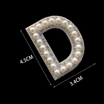 1 tk 3D valge põhjaga pärlkirjaga plaastrid Inglise tähestikuga kivist aplikatsioon rõivastele triibuga märgil DIY nimi