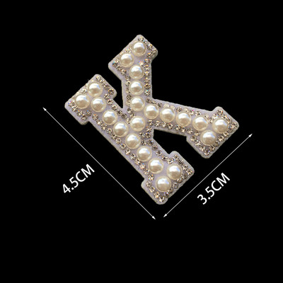 1 tk 3D valge põhjaga pärlkirjaga plaastrid Inglise tähestikuga kivist aplikatsioon rõivastele triibuga märgil DIY nimi