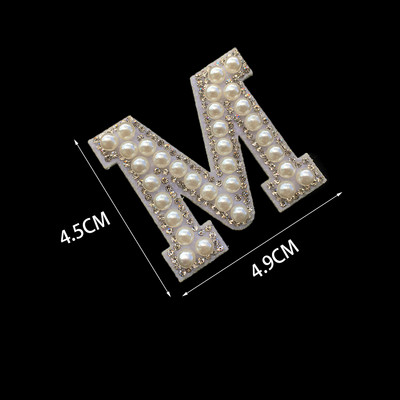 1 tk 3D valge põhjaga pärlkirjaga plaastrid Inglise tähestikuga kivist aplikatsioon rõivastele triibuga märgil DIY nimi