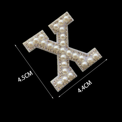 1 tk 3D valge põhjaga pärlkirjaga plaastrid Inglise tähestikuga kivist aplikatsioon rõivastele triibuga märgil DIY nimi