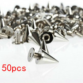 50 tk / komplekt 7x10 mm hõbedased koonusnaelad ja naelad riiete jaoks Screwback DIY Craft Cool punk rõivaneedid naha / koti / kingade jaoks
