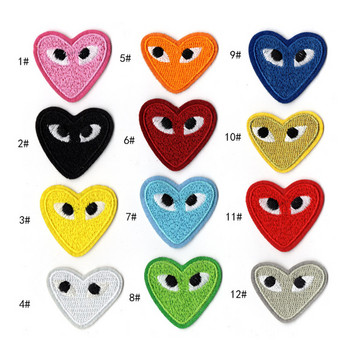 12 стила Нов цветен сърдечен кръпка Бродерия Карикатура Любящо сърце Стикер Аксесоари за облекло Кръпка за ютия Направи си сам