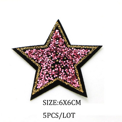 5 τμχ/παρτίδα 6 εκατοστών Glitter Stars Αυτοκόλλητα με παγιέτες Star Patch DIY ύφασμα απλικέ Badge σίδερο σε παλτό Αξεσουάρ σήμα τζιν παντελόνι