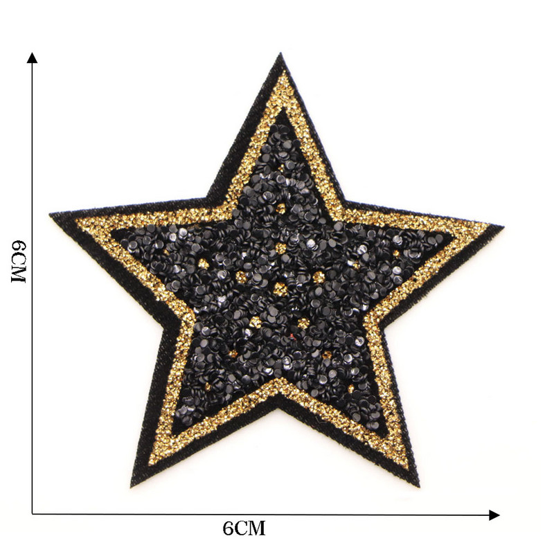 5 τμχ/παρτίδα 6 εκατοστών Glitter Stars Αυτοκόλλητα με παγιέτες Star Patch DIY ύφασμα απλικέ Badge σίδερο σε παλτό Αξεσουάρ σήμα τζιν παντελόνι
