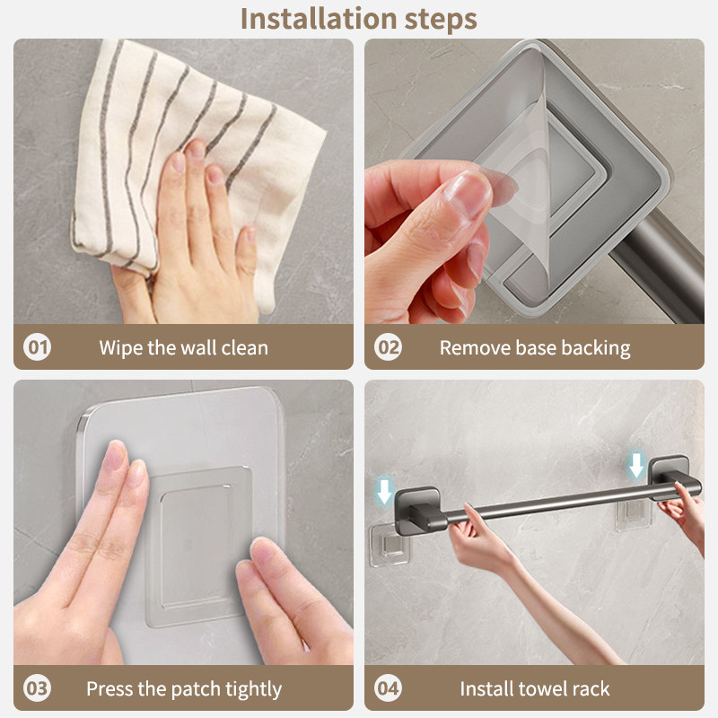 Dvieļu turētājs Pašlīmējošs vannas istabas dvieļu paliktnis Alumīnijs bez urbšanas dvieļu pakaramais virtuves glabāšanas plaukts vannas istabas organizators