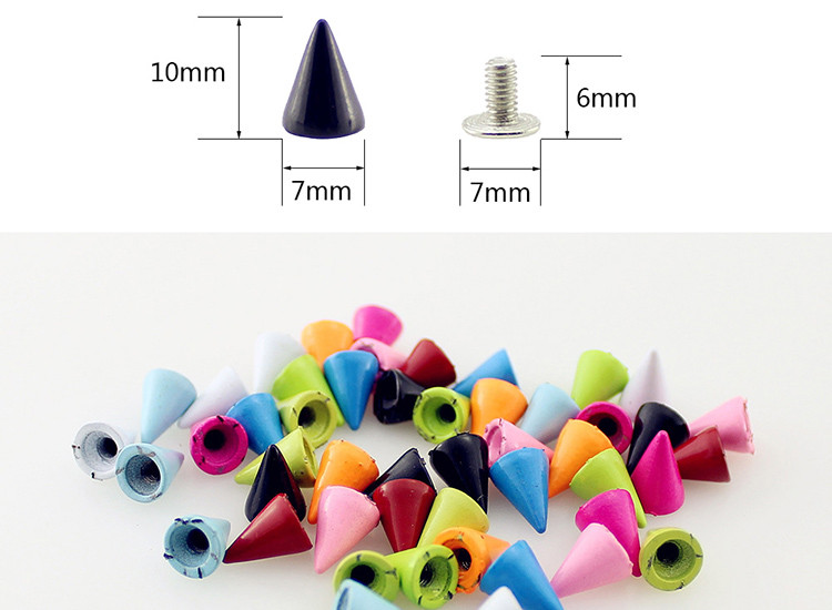 50 szett 7*10 mm-es golyókúp színes csapok és tüskék ruhákhoz Barkácsolás kézműves ruhaszegecsek bőrtáskához cipők Tachuelas Ropa