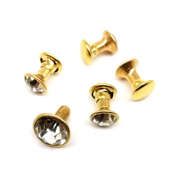 100 σετ Ορειχάλκινο Χρυσό Ασήμι 6mm 8mm Τσέχικο Κρυστάλλινο Στρας Διακόσμηση με καρφιά Diamante Stud Spot για δερμάτινη τσάντα Καπέλο μπουφάν παπουτσιών DIY