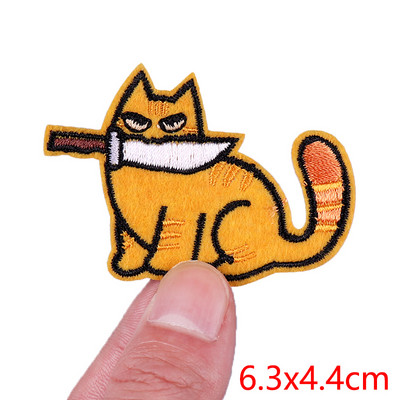 Patch amuzant de pisică, broderie de animale, plasture de călcat, bricolaj, pisica din desene animate, petice brodate pe haine, aplicație, cusut autocolant