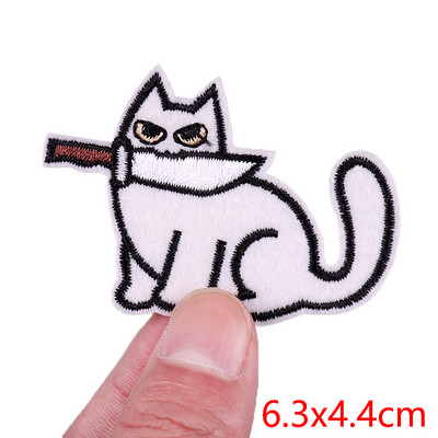 Patch amuzant de pisică, broderie de animale, plasture de călcat, bricolaj, pisica din desene animate, petice brodate pe haine, aplicație, cusut autocolant