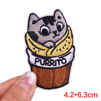 Patch amuzant de pisică, broderie de animale, plasture de călcat, bricolaj, pisica din desene animate, petice brodate pe haine, aplicație, cusut autocolant