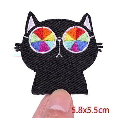 Patch amuzant de pisică, broderie de animale, plasture de călcat, bricolaj, pisica din desene animate, petice brodate pe haine, aplicație, cusut autocolant